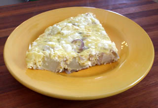 Potato, Red Onion and Feta Frittata slice