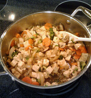 cooking Stir-Fry Broccoli and Carrots with Tofu