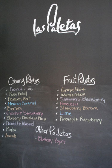 Las Paletas Menu