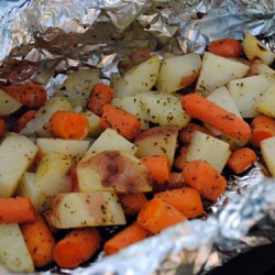 Grilled Parmesan Potatoes and Carrots