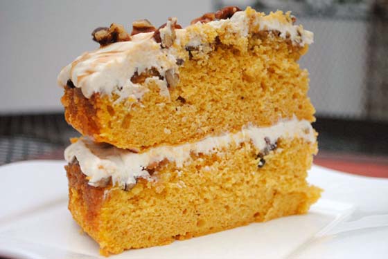 Praline Pumpkin Cake slice