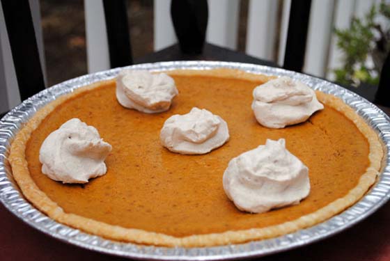 Classic Pumpkin Pie with Spiced Cream Clouds by So, How's It Taste? www.leah-claire.com