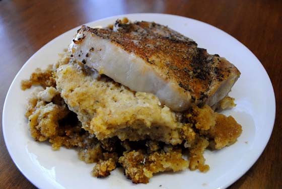 Sage & Maple Cornbread Stuffed Pork Chops