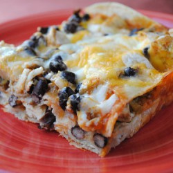 Layered Chicken Black Bean Enchiladas