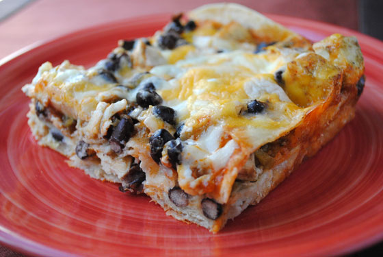 Layered Chicken Black Bean Enchiladas