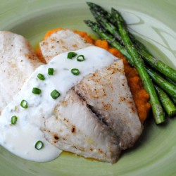 Broiled Tilapia with Carrot and Yam Puree