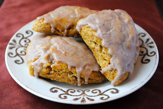 Pumpkin Scones with Spiced Glaze by So, How's It Taste? www.leah-claire.com