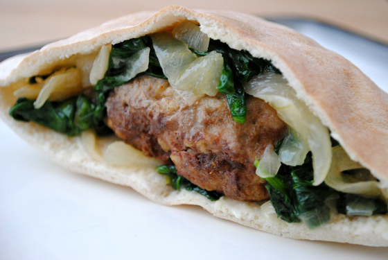 Sweet Onion and Spinach Burgers