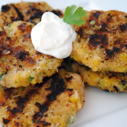 Grilled Cheesy Corn Cakes