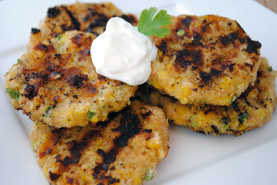 Grilled Cheesy Corn Cakes