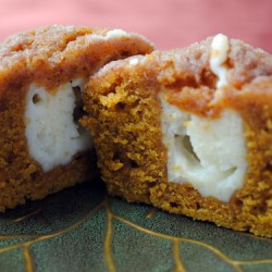 Inside of a Pumpkin Cream Cheese Muffin