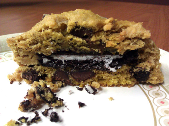 Open Oreo-stuffed Pumpkin Chocolate Chip Cookie