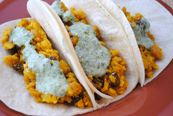 Lentil Tacos with Cilantro Yogurt