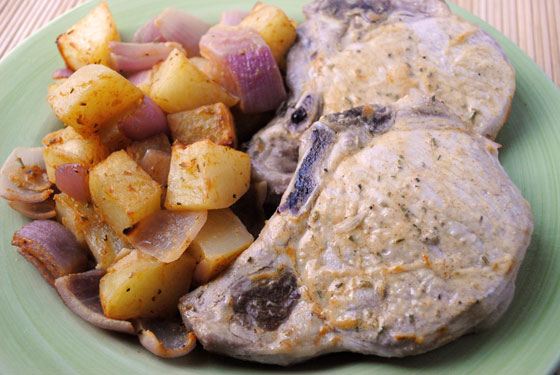 Roasted Rosemary Pork Chops & Potatoes