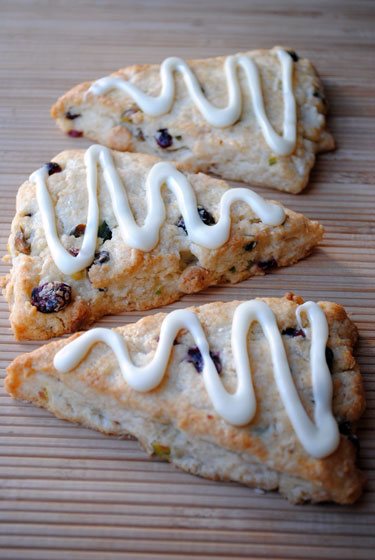 White Chip Cranberry Pistachio Scones