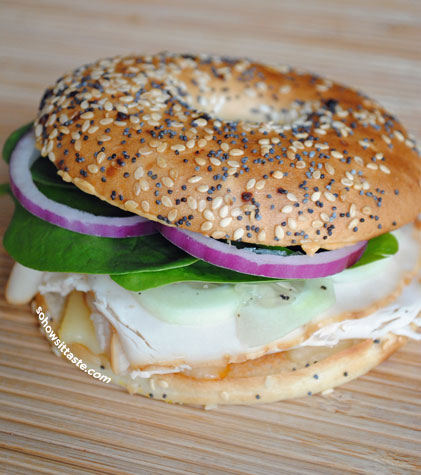 Mediterranean Turkey Bagelwich by So, How's It Taste? www.leah-claire.com