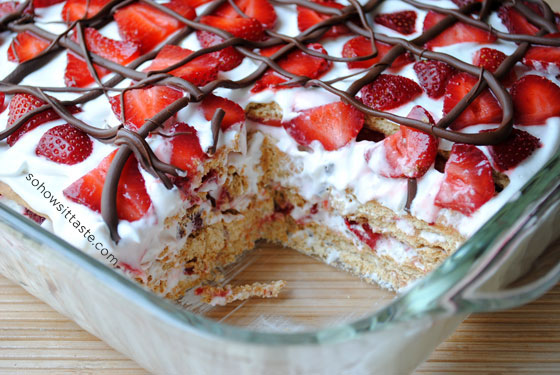 No Bake Strawberry Cake by So How's It Taste