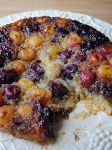 Cut Double Cherry Upside Down Cake