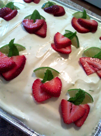 Decorated Key Lime Poke Cake