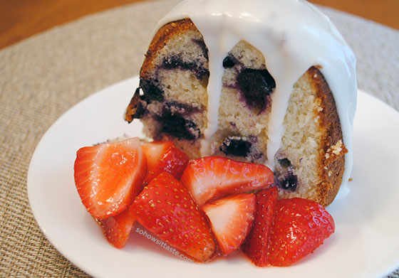 Blueberry Buttermilk Bundt Cake Slice by So, How's It Taste? www.leah-claire.com