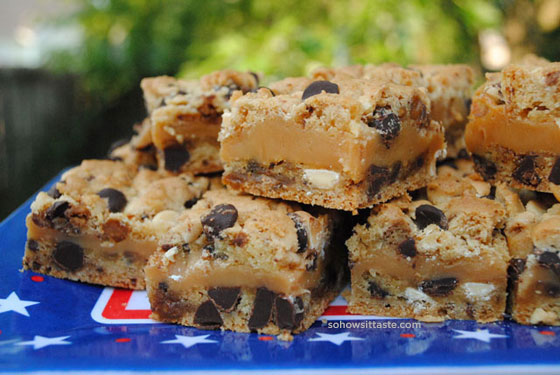 Chocolate Toffee Caramel Bars by So, How's It Taste? www.leah-claire.com