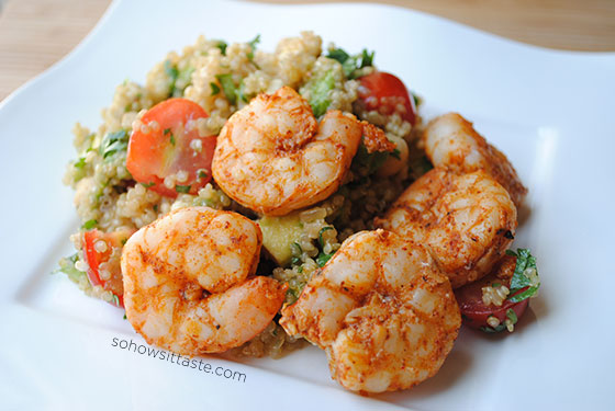 Spicy Grilled Shrimp with Quinoa Salad by So, How's It Taste? www.leah-claire.com