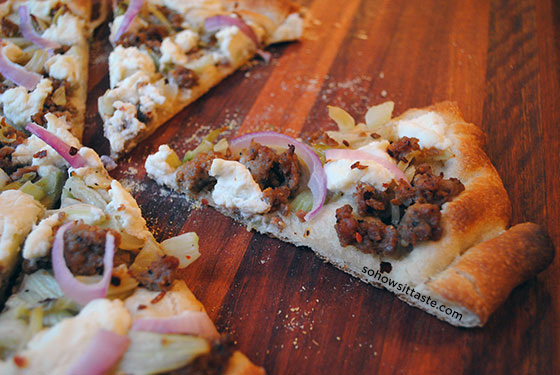 Sausage Fennel and Ricotta Pizza Slice by So, How's It Taste? www.leah-claire.com