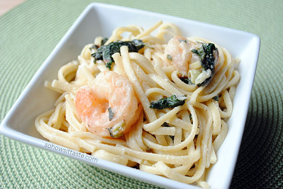 Shrimp Linguine with Ricotta, Fennel, and Spinach by So, How's It Taste? www.leah-claire.com