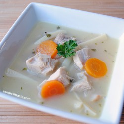 Lemon Chicken Soup with Fettuccine by So, How's It Taste?