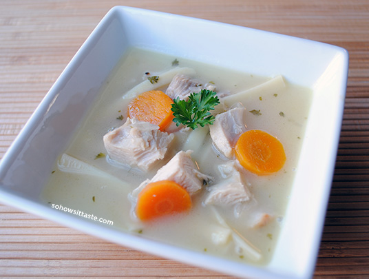 Lemon Chicken Soup with Fettuccine by So, How's It Taste?