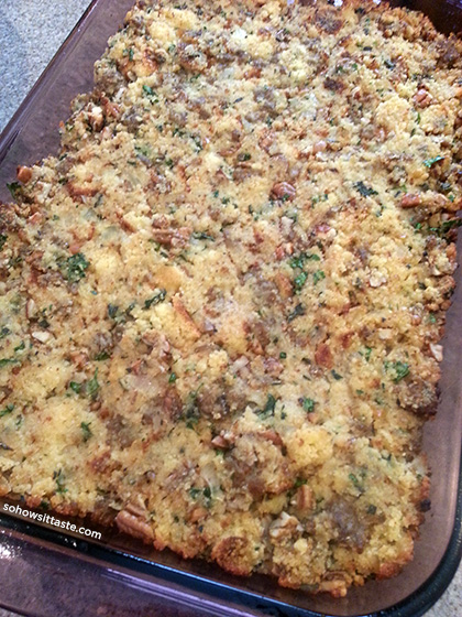 Cornbread, Sausage, and Pecan Dressing by So, How's It Taste?