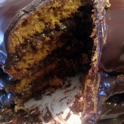 Pumpkin Spice Cake with Chocolate Pecan Filling by So, How's It Taste?