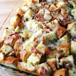 Mushroom, Bacon, and Swiss Strata