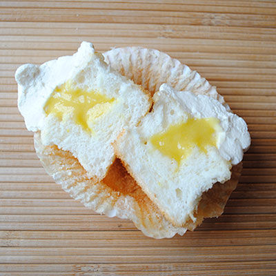Lemon Angel Food Cupcakes with Lemon Curd and Mascarpone Frosting
