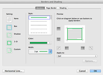 Borders and Shading
