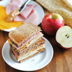 Apple, Almond, Cheddar, & Ham Sandwich