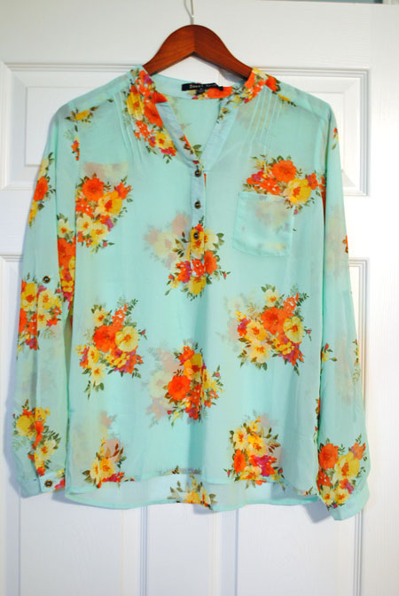 Sweet Rain Isaac Floral Print Tab Sleeve Blouse