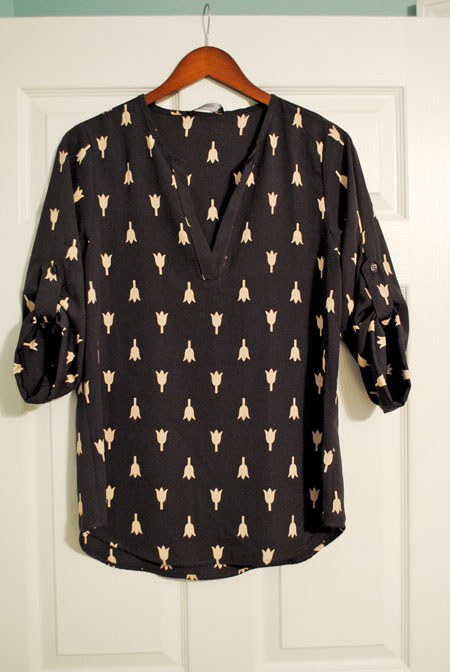 41Hawthorn Ivy Tulip Print Tab Sleeve Blouse