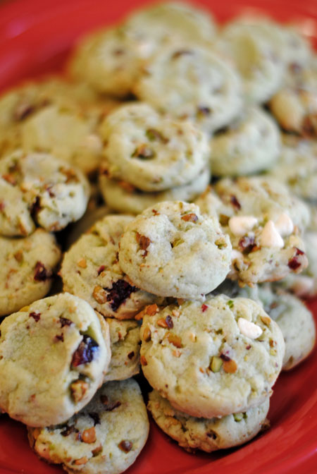 White Chip Cran-Pistachio Cookies