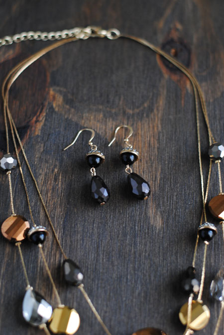 Black & Gold Bead Earrings