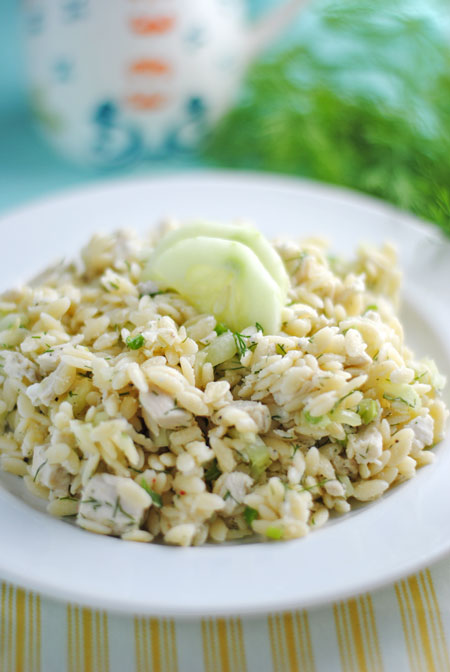 Lemony Orzo Salad with Chicken