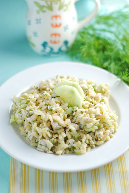 Lemony Orzo Salad with Chicken