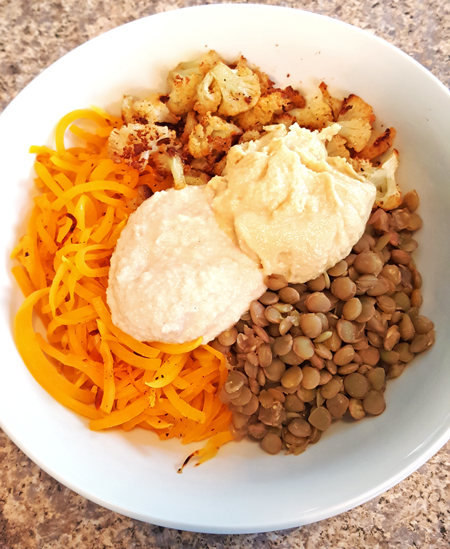 Butternut Squash Noodle Lentil Bowl