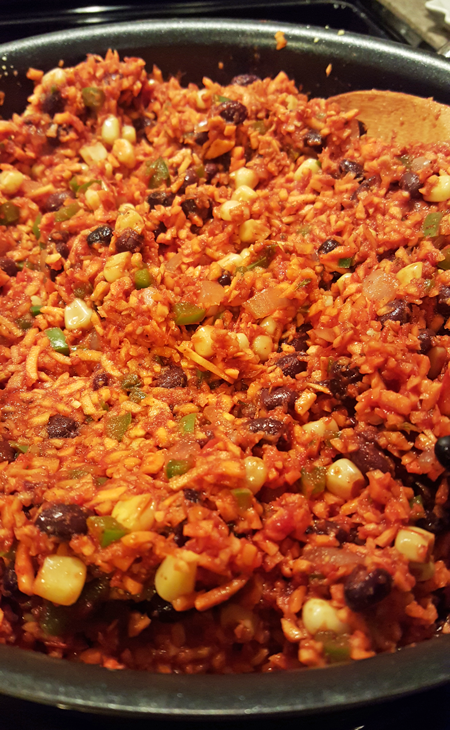 Sweet Potato Enchilada Bake in skillet