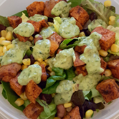 Spicy Southwest Salad with Avocado Dressing