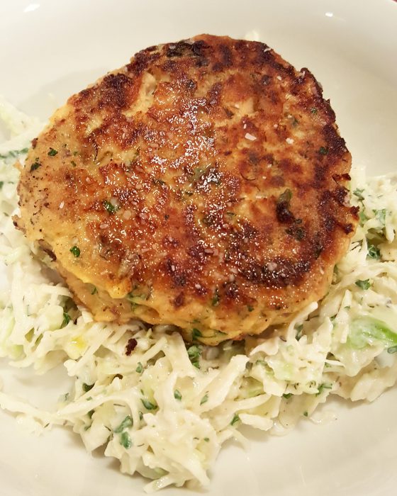 Salmon Burgers with Slaw