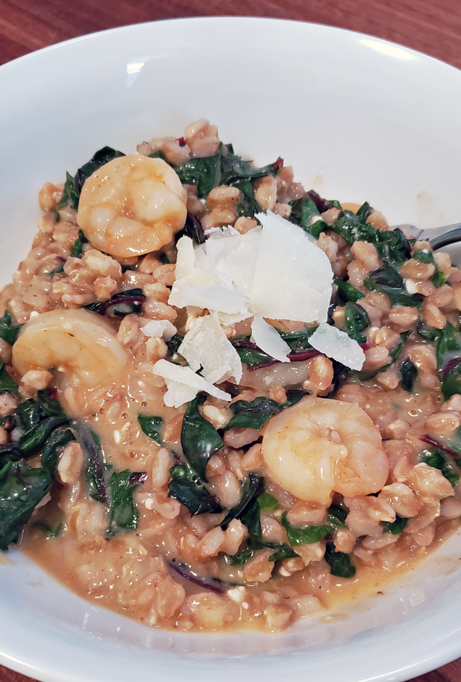 Farro and Shrimp with Parmesan and Feta